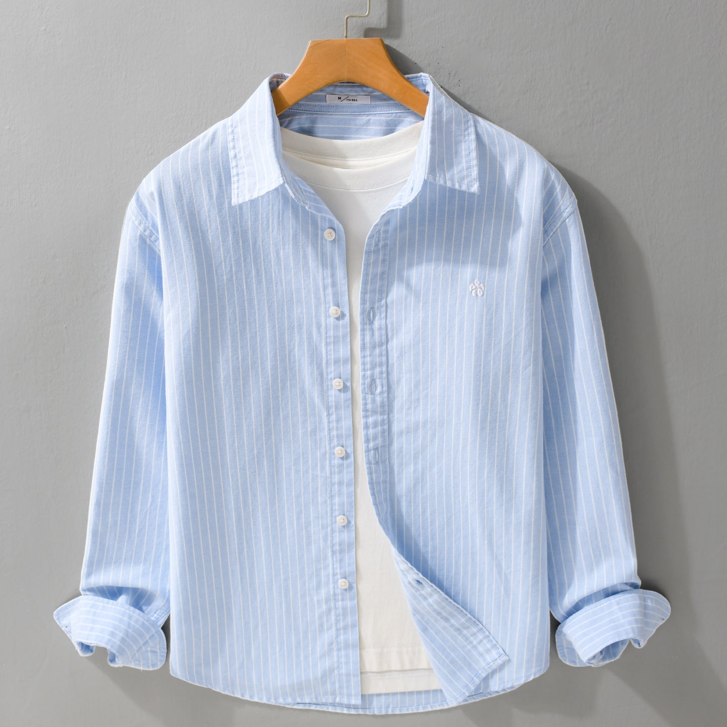 Men Striped Layering Shirt made of fine Oxford cotton fabric with a relaxed fit Chichicherry