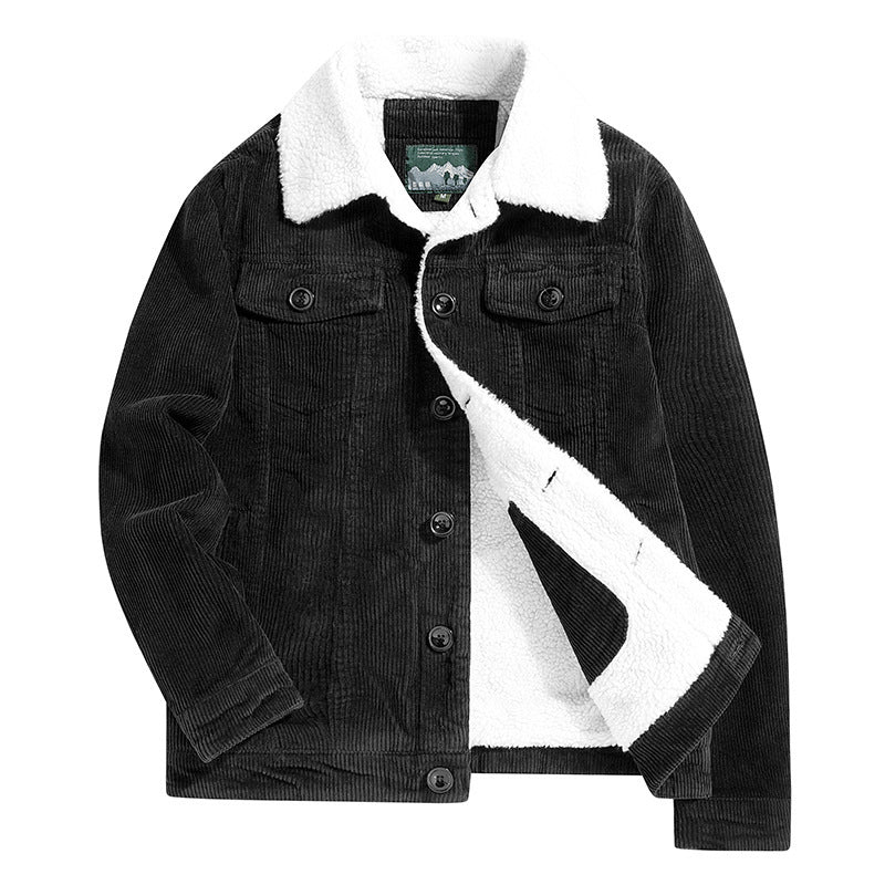 Men's cord trucker jacket with all-over teddy lining and chest flap pockets Chichicherry