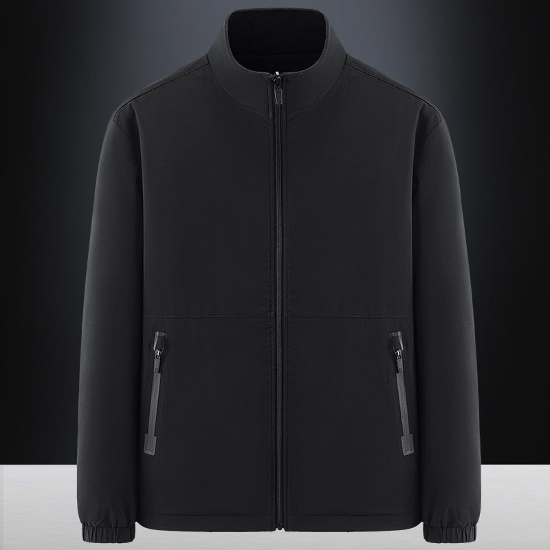Men's minimalist technical all-weather softshell jacket with stand-up collar and water-repellent zippers Chichicherry