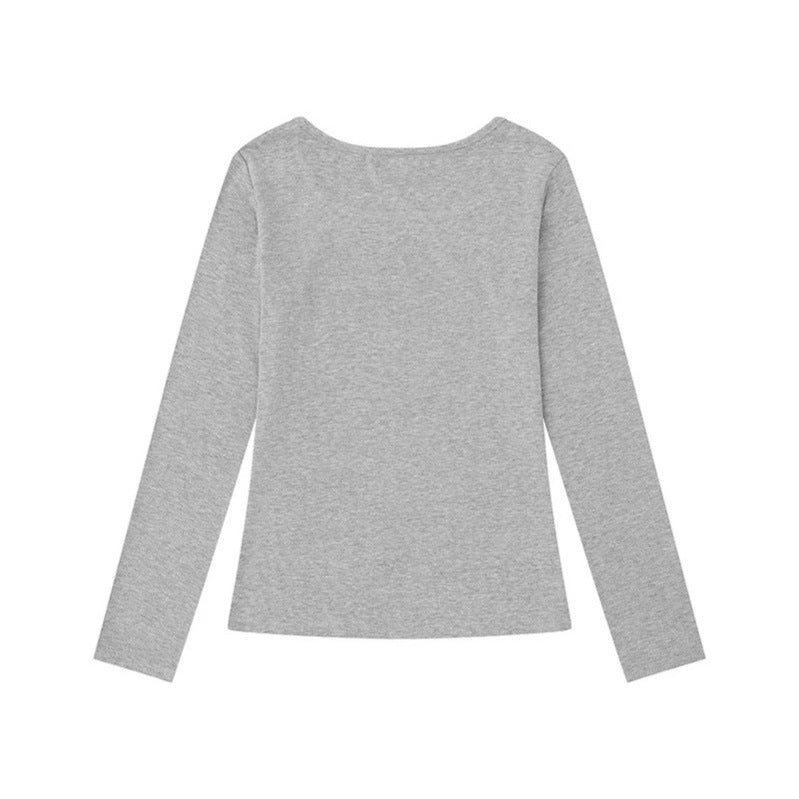 Women's long-sleeve shirt with round neckline, rhinestone print and angel motif Chichicherry