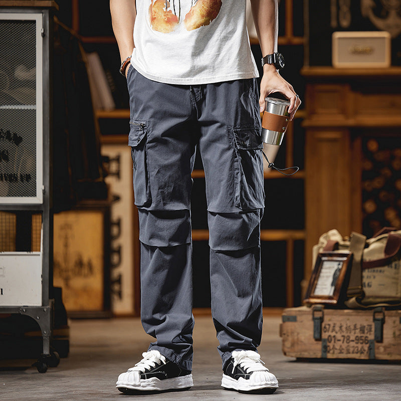 Men's cargo pants in utility look with multifunctional pockets and drawstring Chichicherry