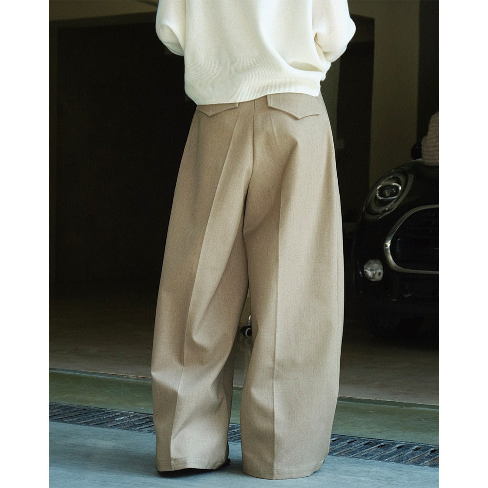 Ladies high-waisted wide pleated trousers with crease and flowing wool look Chichicherry