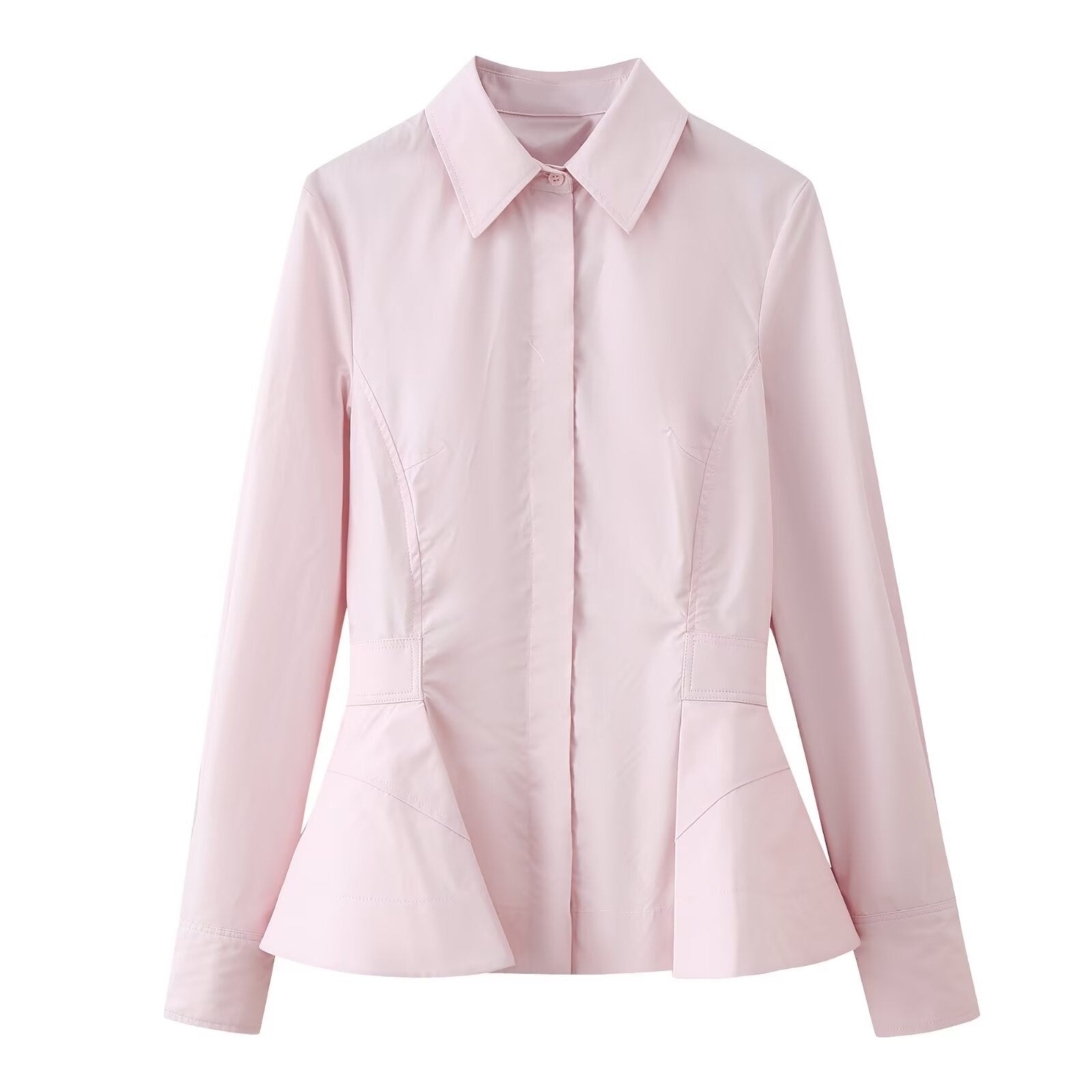 Women Tailored Short Blazer in Peplum Cut with Shirt Collar Chichicherry