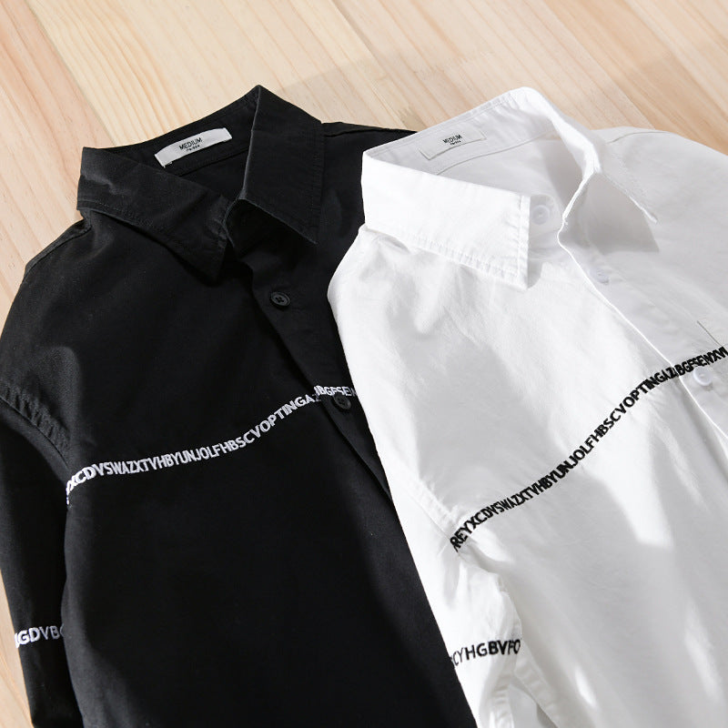 Men's long-sleeve shirt in overshirt style with integrated lettering tape and chest pocket Chichicherry