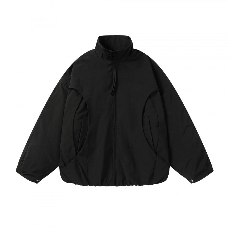 Unisex Lightweight technical blouson with stand-up collar, full-length zipper and drawstring hem Chichicherry