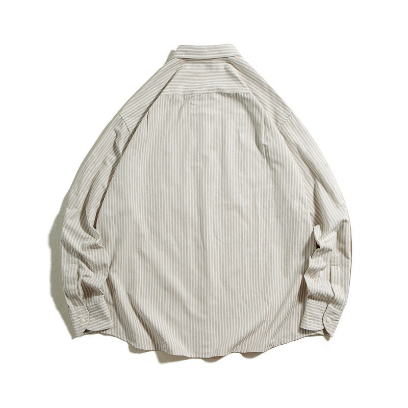 Men's Oversized Striped Shirt with Button Collar and Chest Pocket Chichicherry