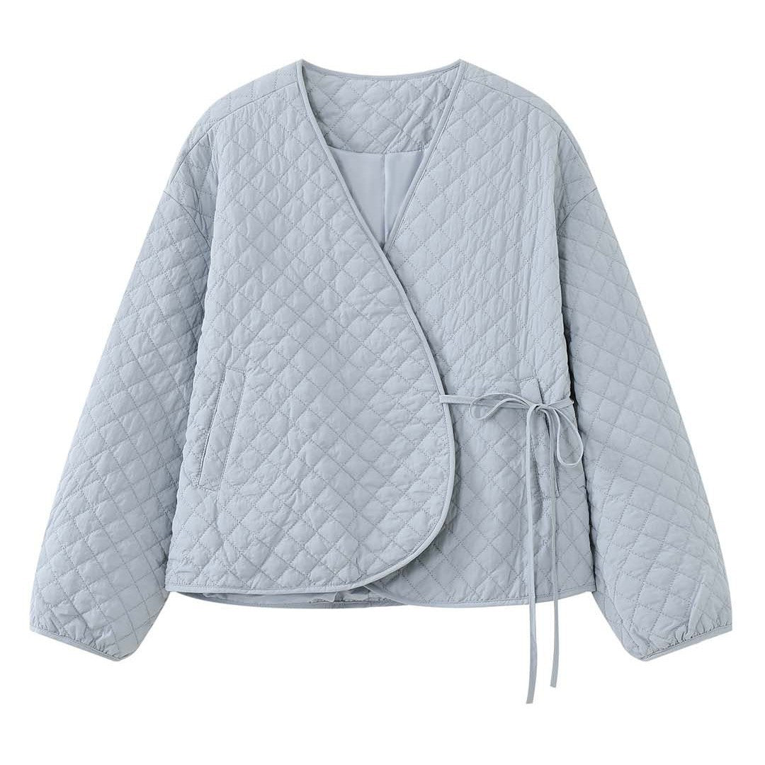 Women's Quilted Kimono Quilted Jacket with Ties Chichicherry