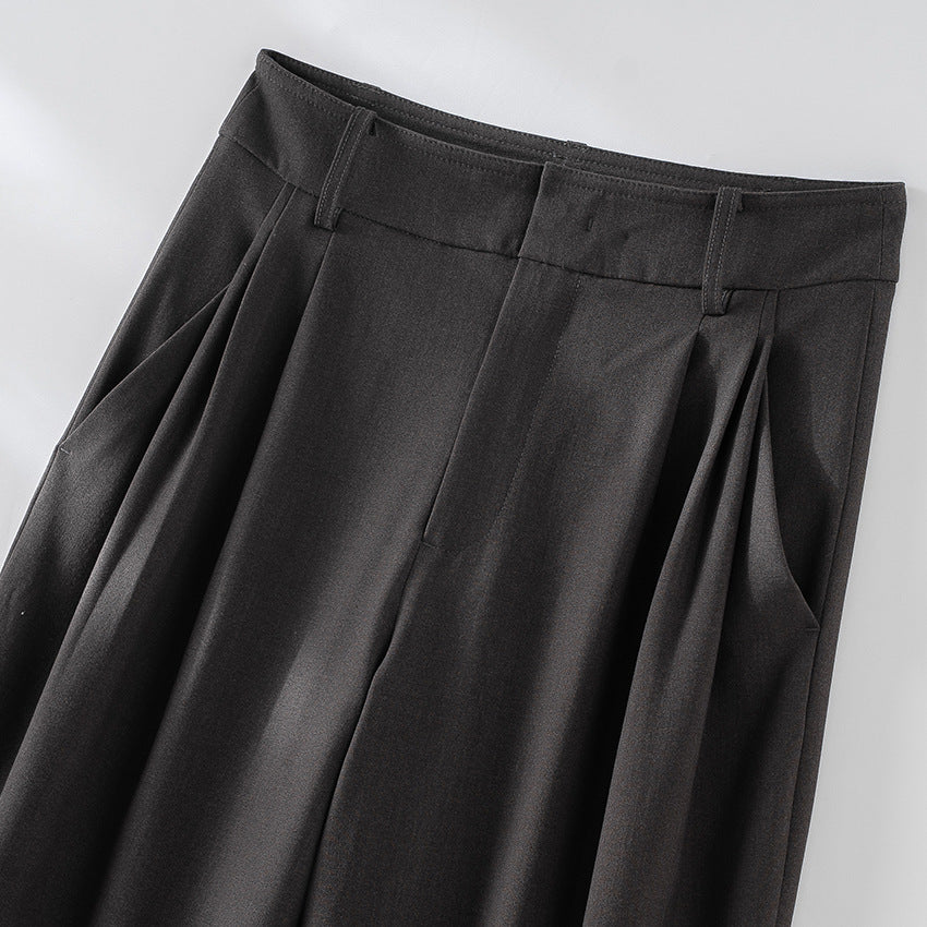 Women's High-Cut Pleated Pants with Wide Leg, Pleats and Side Pockets Chichicherry
