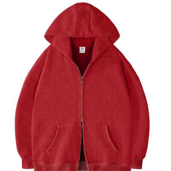 Unisex Oversized Hoodie Jacket with Double Zipper and Kangaroo Pockets Chichicherry