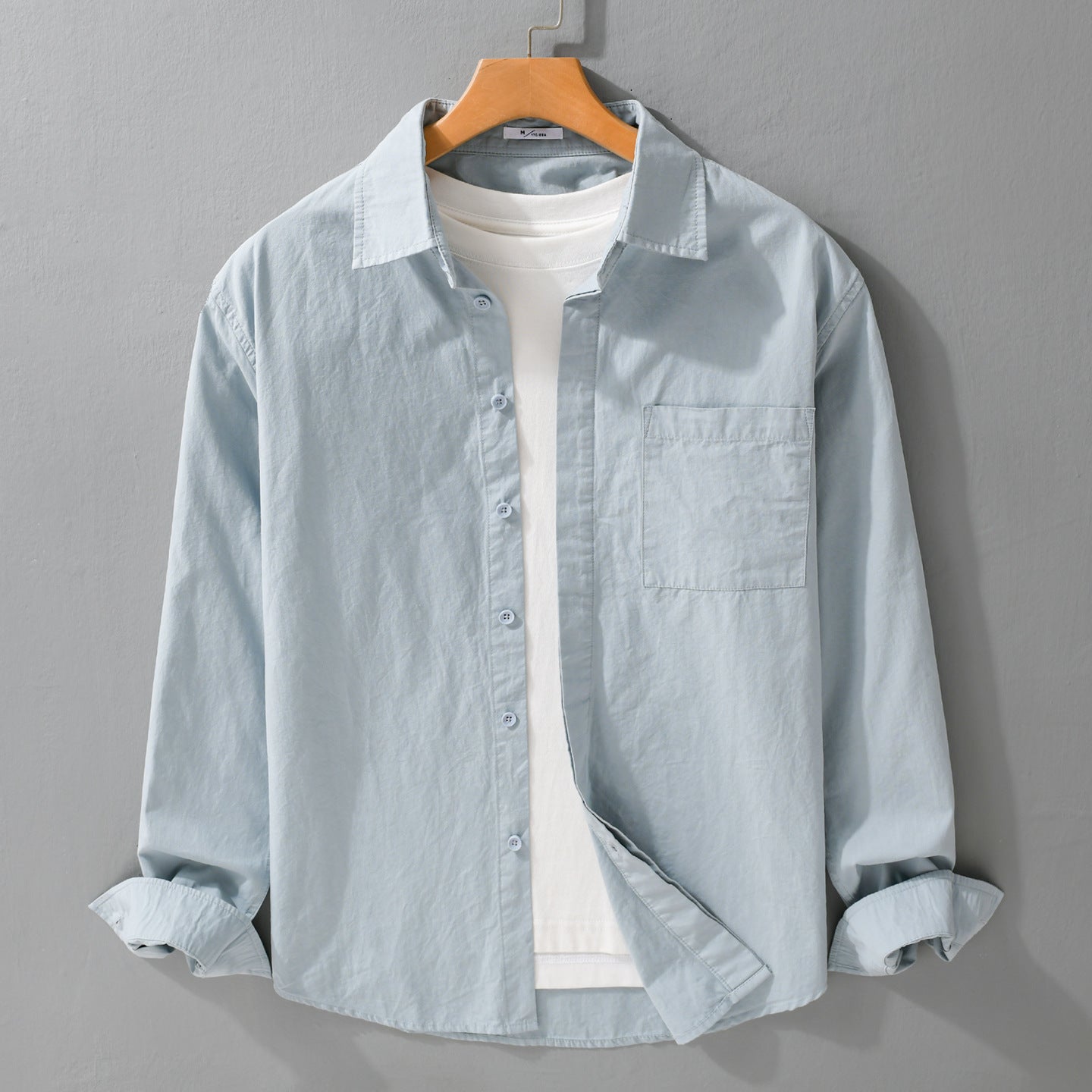 Men's Relaxed-Fit Cotton Overshirt with Kent Collar and Chest Pocket Chichicherry