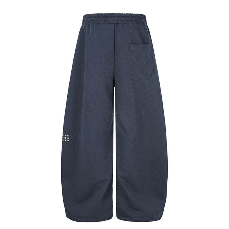 Women's Palazzo Sweatpants in Culotte Style with High Waist, Drawstring, Text Print and Rhinestone Trim Chichicherry