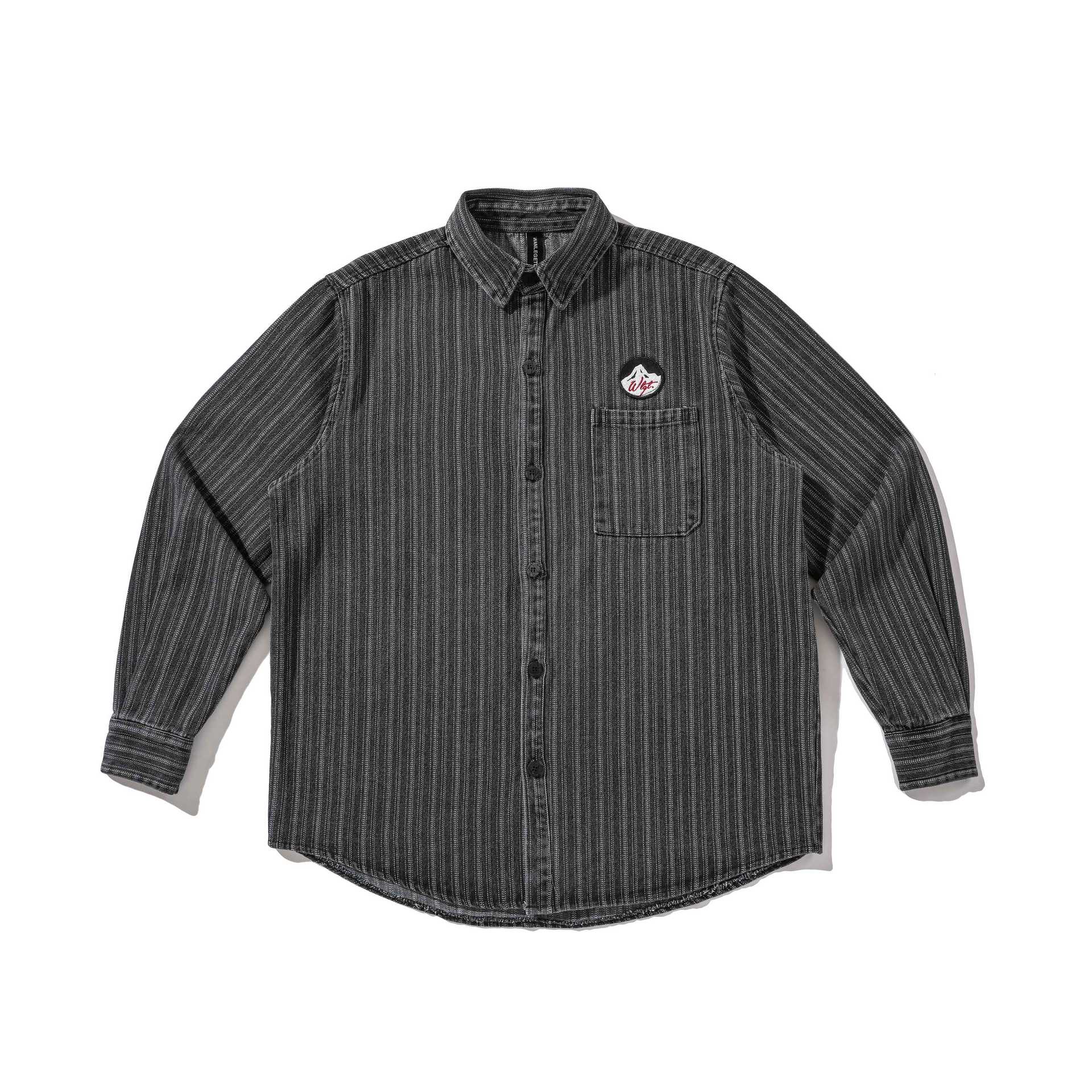 Men Striped Workwear Shirt with Chest Pocket Chichicherry