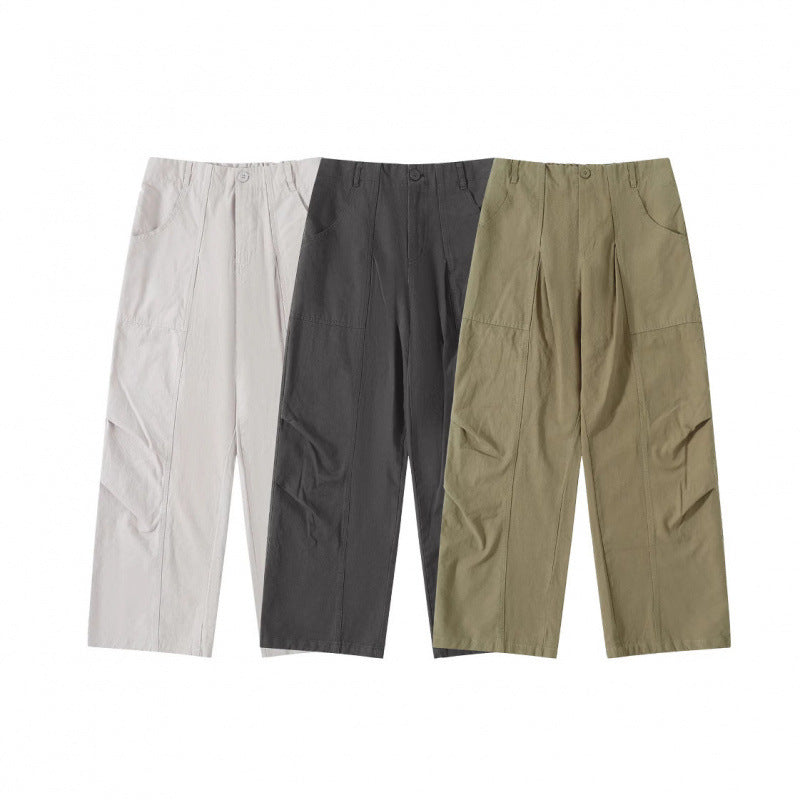 Women High-Waist wide Cargo Pants with dividing seams and patch pockets Chichicherry