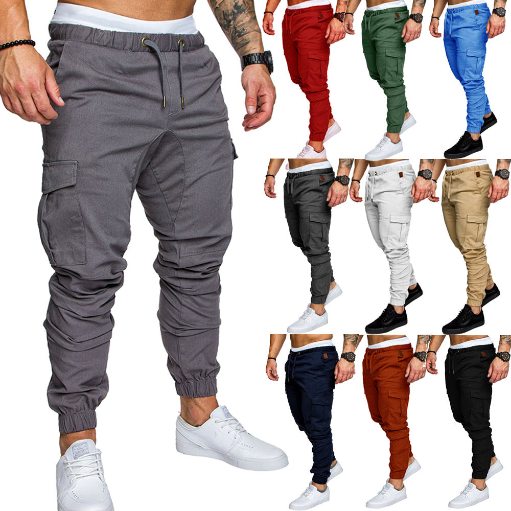Men Tapered Cargo Jogger with elastic waistband, drawstring and pouch pockets Chichicherry