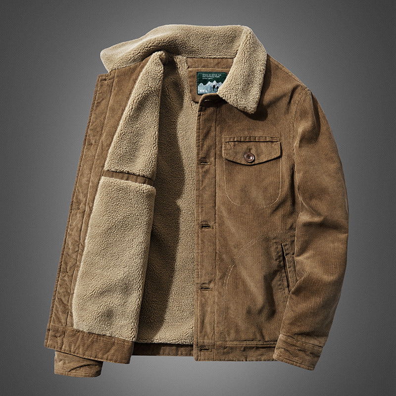 Men's cord jacket with continuous Sherpa lining and chest flap pocket Chichicherry