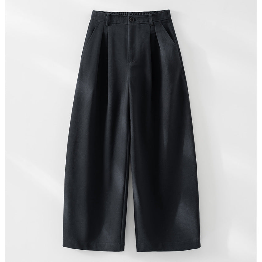 Women's Wide High-Waist Pants with Pleats and Elastic Back Chichicherry