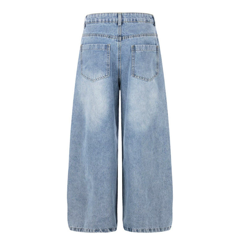 Women's wide high-rise jeans with star appliqués and distressed effect Chichicherry