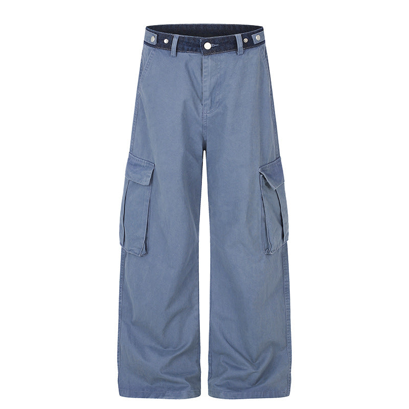 Women's Wide Cargo Palazzo Pants with Large Flap Pockets and High Waist Chichicherry