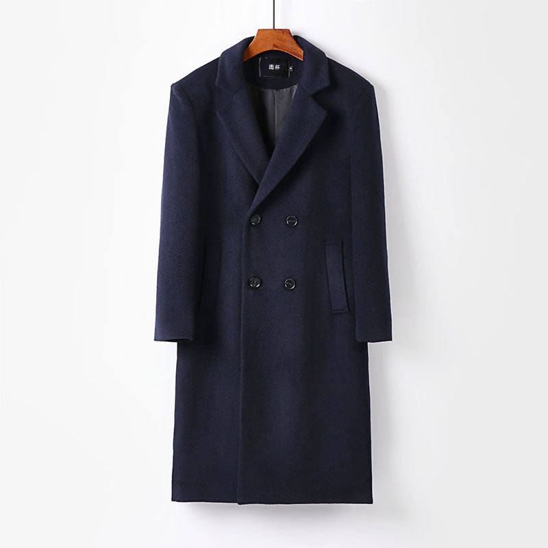 Men's Double-Breasted Wool Coat with Shawl Collar and Long Cut Chichicherry