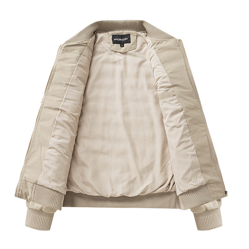 Men's Lightweight Hybrid Bomber Jacket with Quilted Front Raglan Sleeves and Ribbed Cuffs Chichicherry