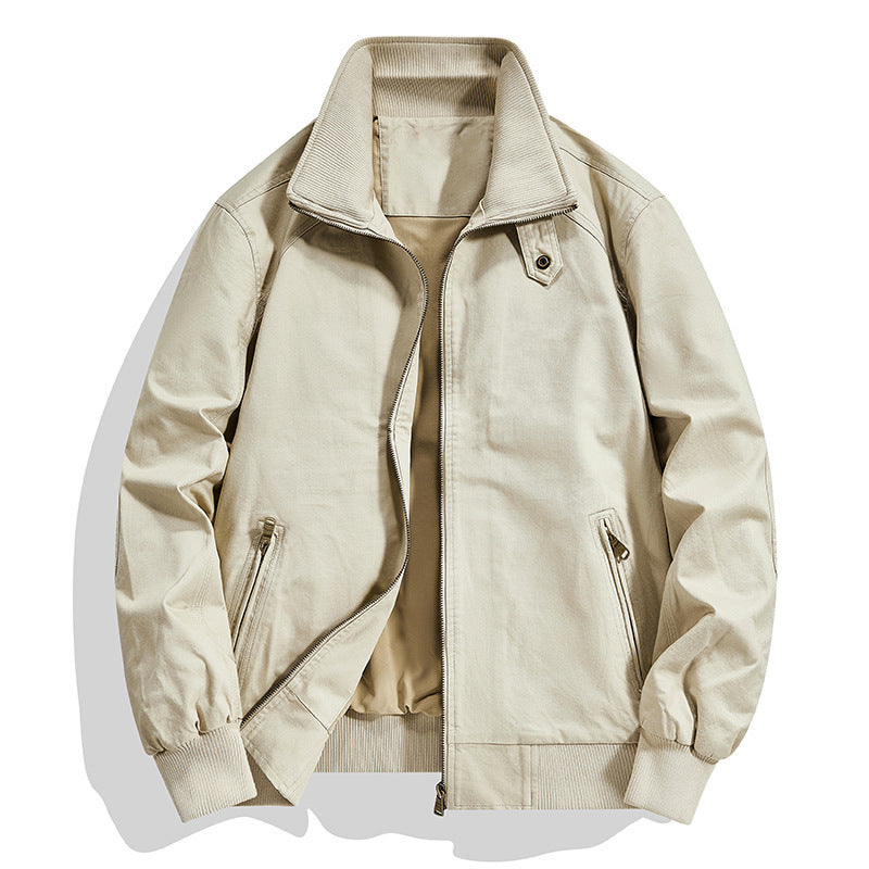 Men's cotton canvas blouson with ribbed cuffs and stand-up collar Chichicherry