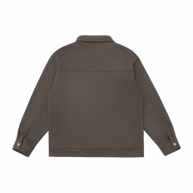 Men's Boxy Shirt Jacket with Zipper, Chest Flaps and Patch Pockets Chichicherry