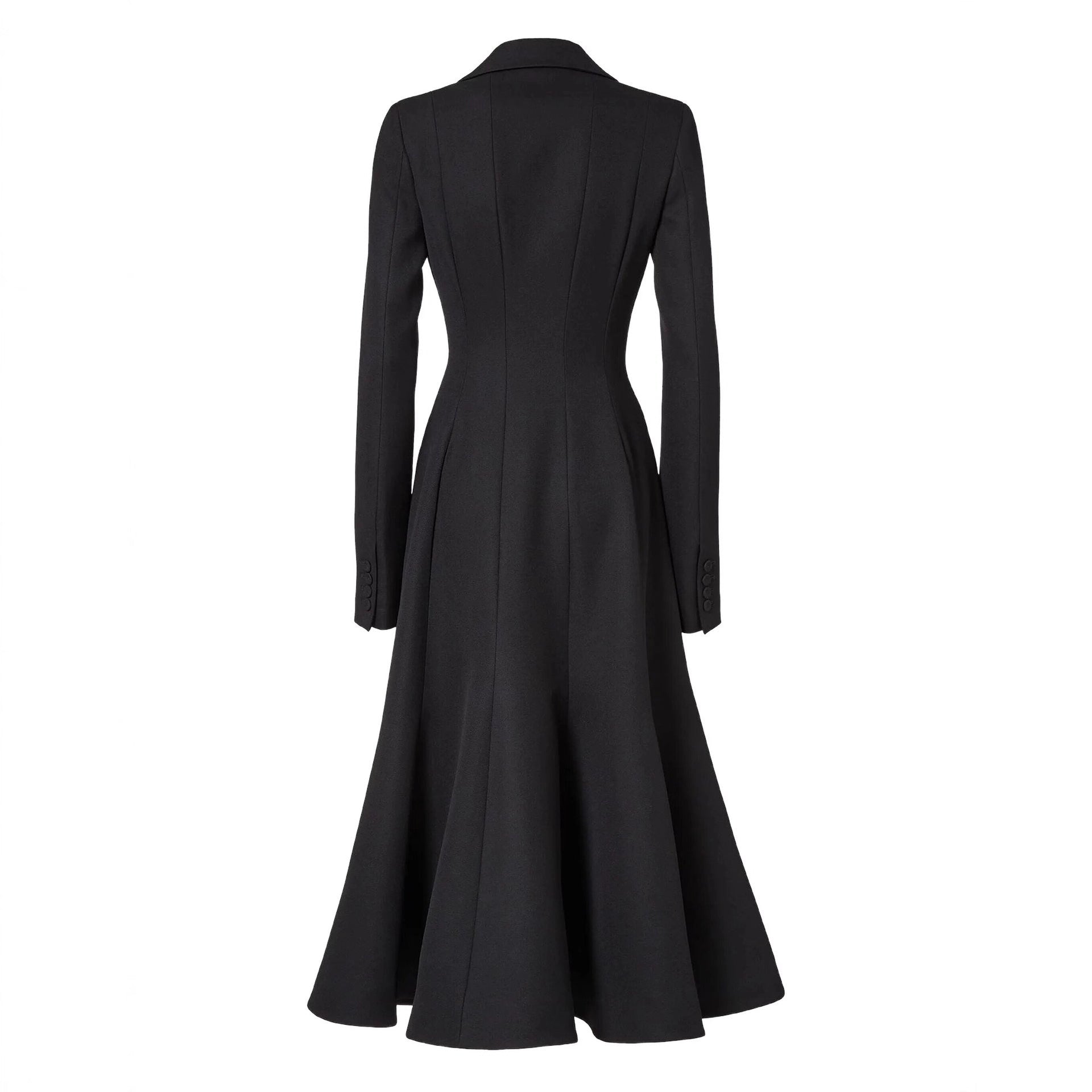 Women tailored long blazer coat with flared skirt part Chichicherry