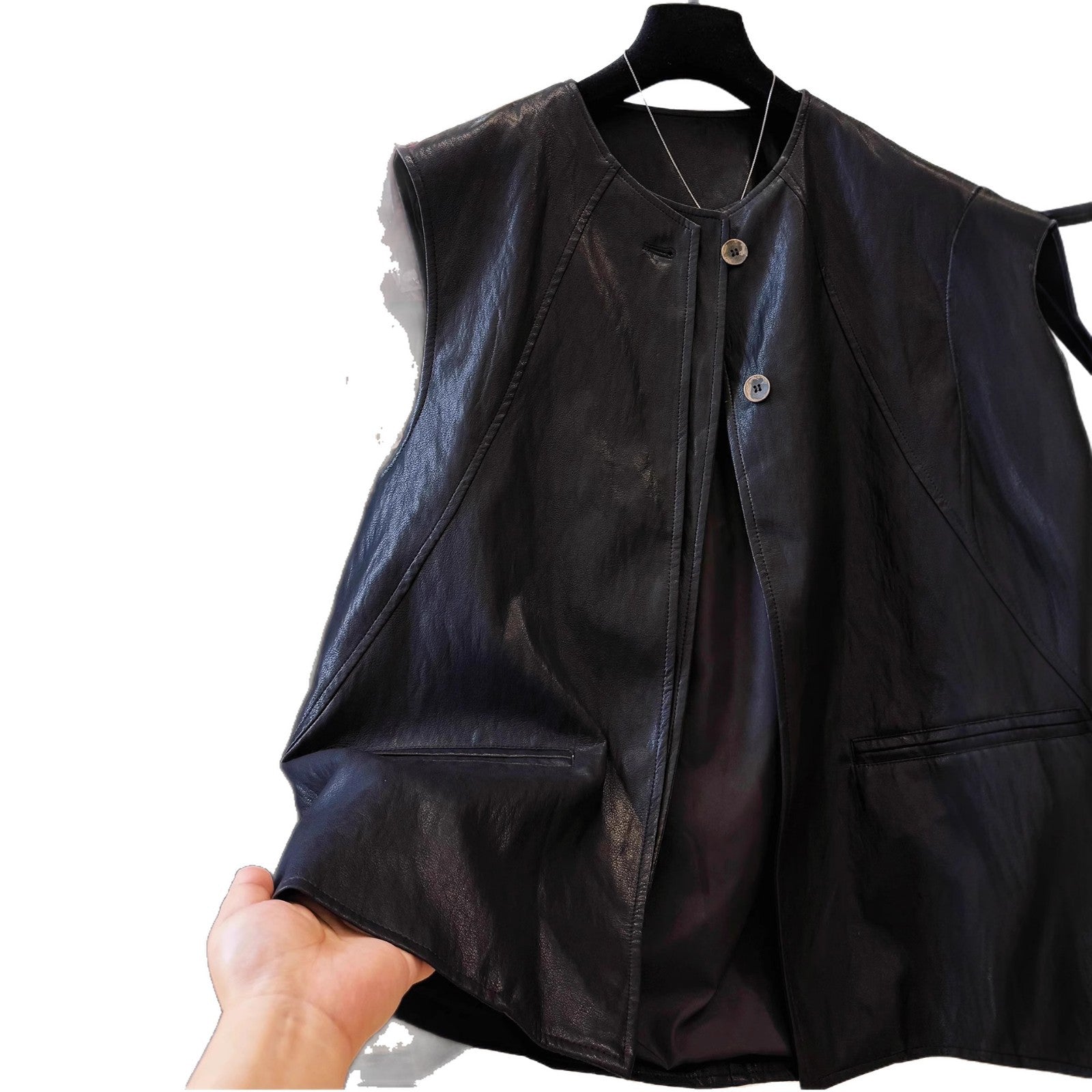Ladies Noble Leather Waistcoat Chichicherry