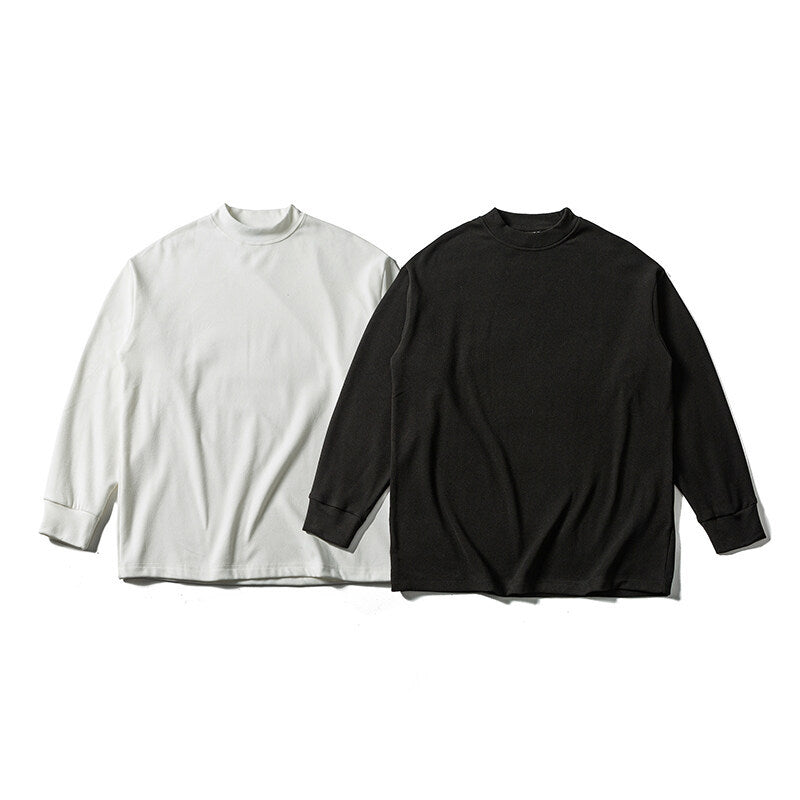 Unisex Oversize-Longsleeve Shirt with Mockneck made of Cotton Blend Chichicherry