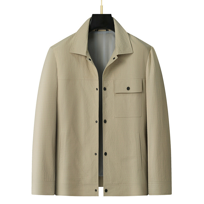 Men's lightweight structured overshirt jacket with snap button closure and chest pocket Chichicherry