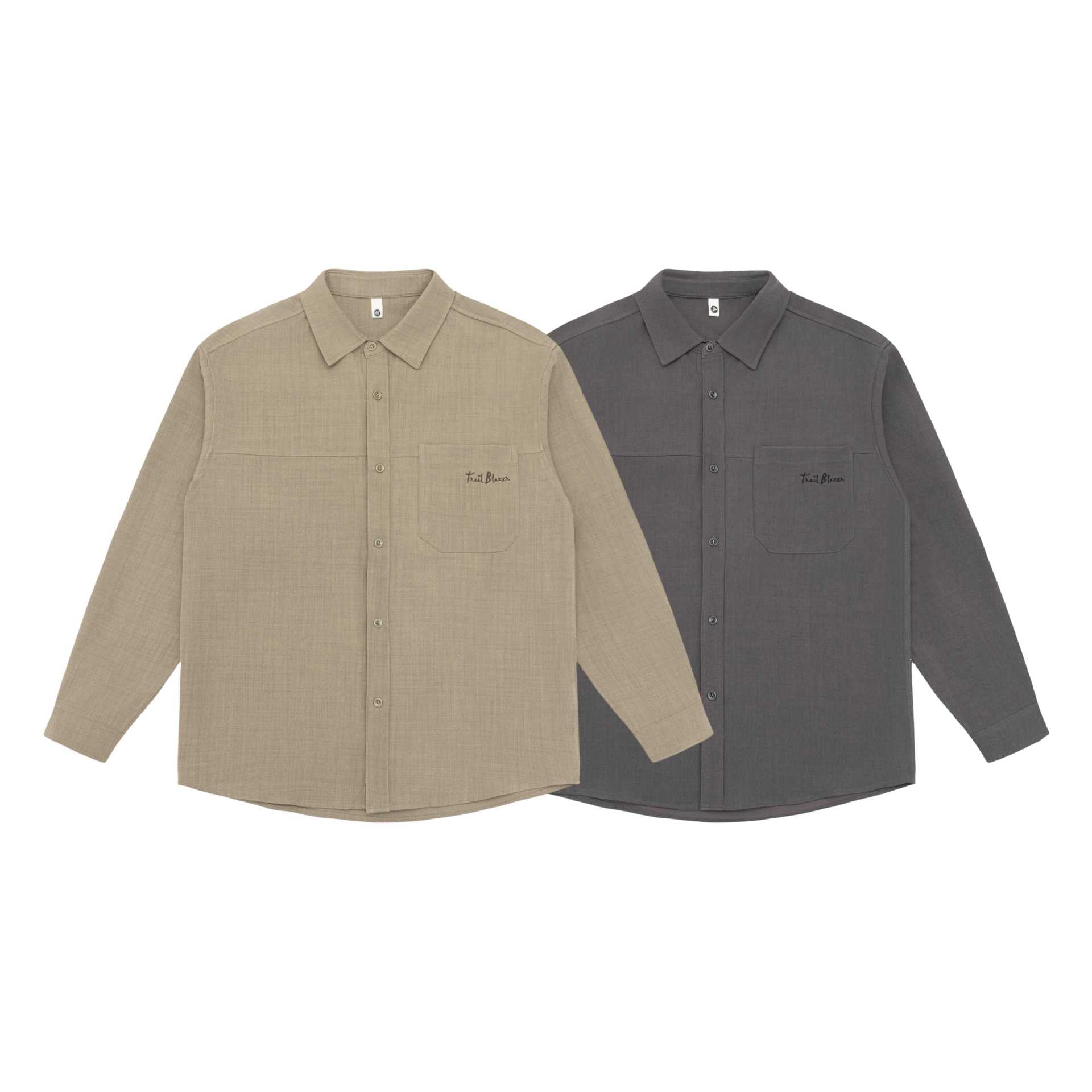 Unisex Lightweight Shirt Jacket in Overshirt Style made of Linen-Cotton Blend with Chest Pocket and Rounded Hem Chichicherry