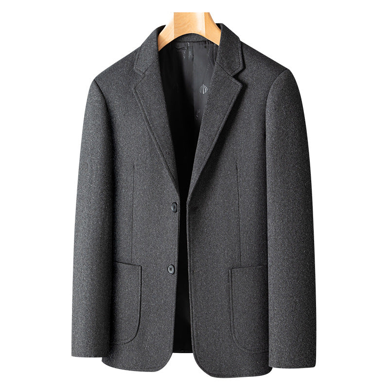 Men's Modern Wool Blazer with Patch Pockets and Light Thermal Lining Chichicherry