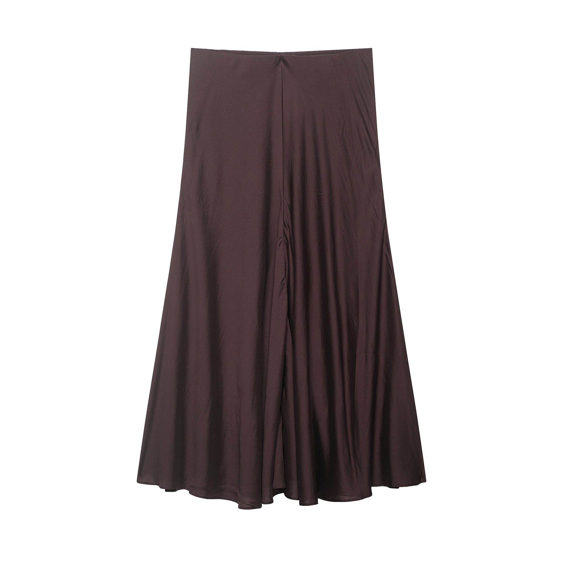 Women's satin midi skirt with high comfort waistband and flared A-line silhouette Chichicherry