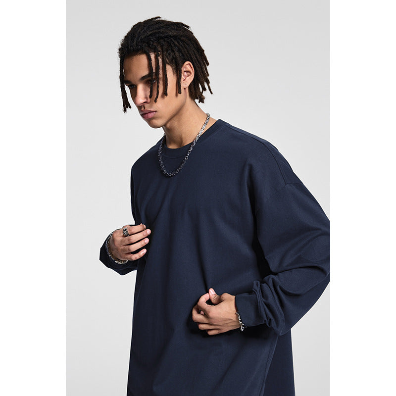 Men's Oversize Long Sleeve Shirt with Dropped Shoulder and Round Neck Chichicherry