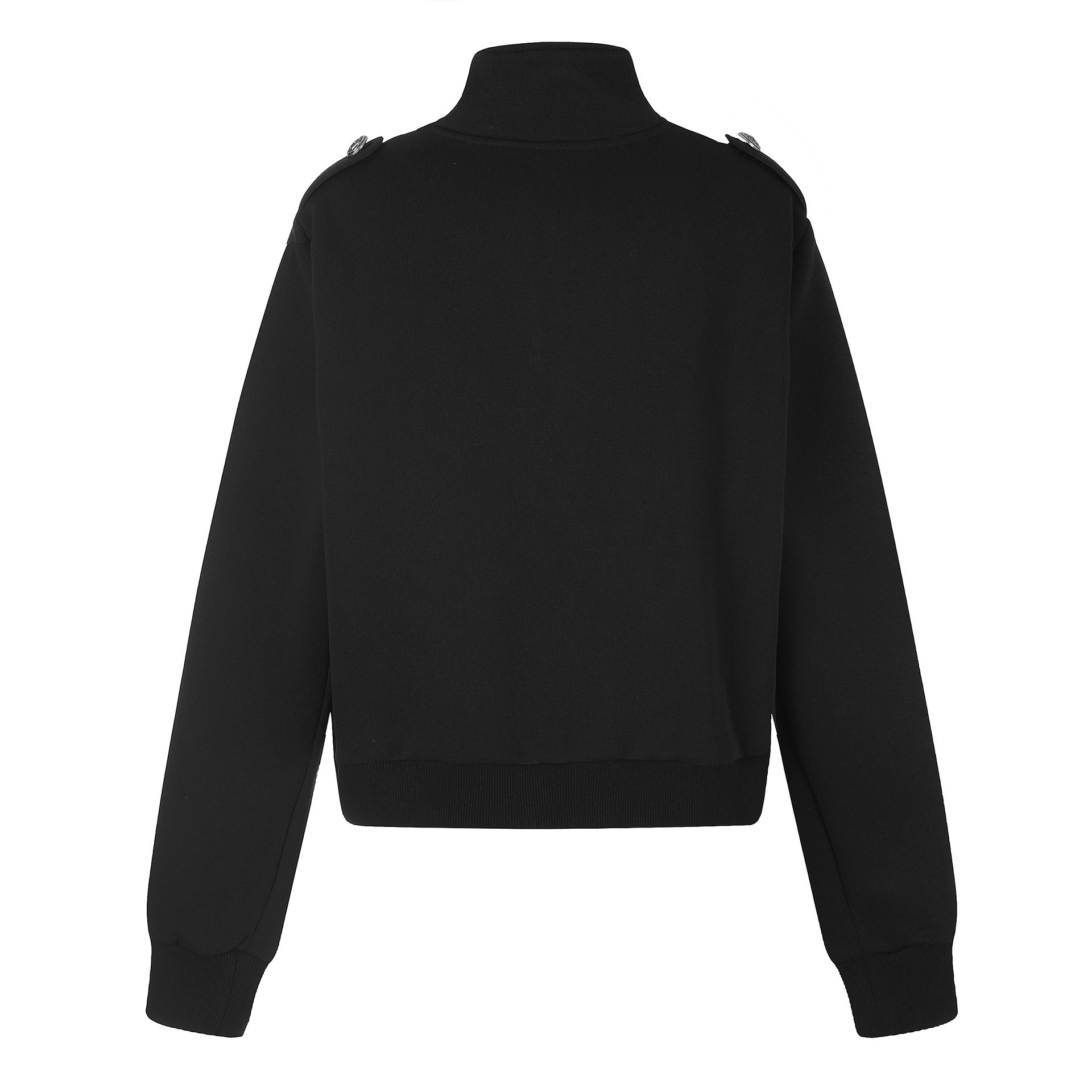 Women's Short Sweat Jacket in Military Style with Stand-Up Collar Chichicherry