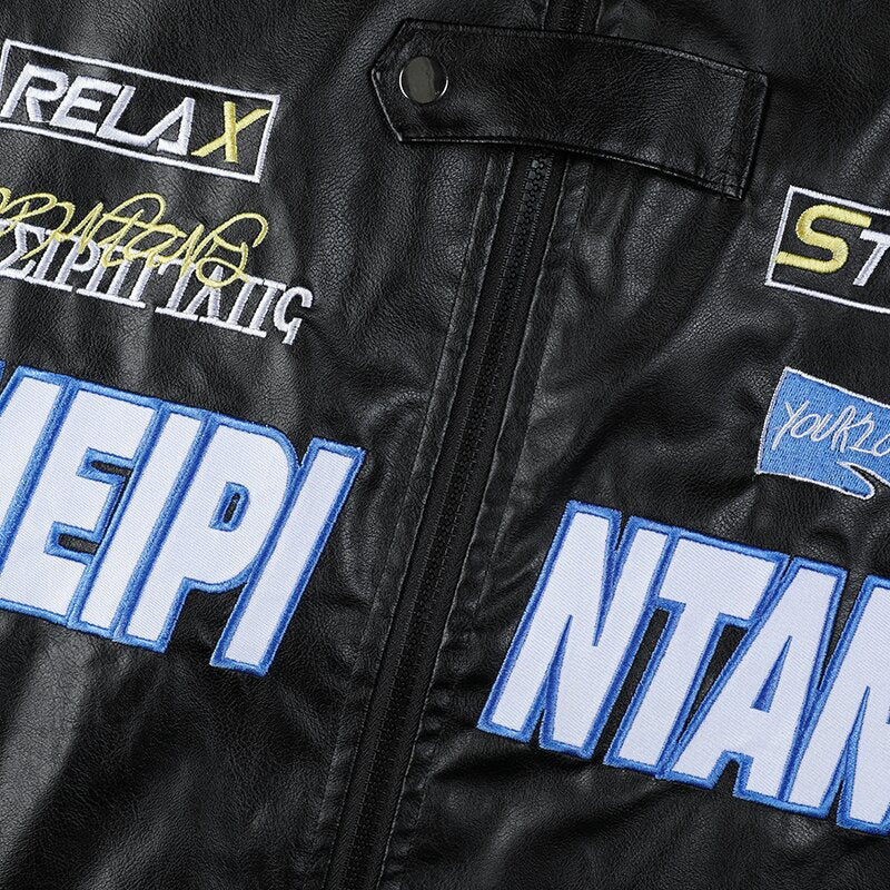 Men's embroidered utility training jacket in racing look with stand-up collar Chichicherry