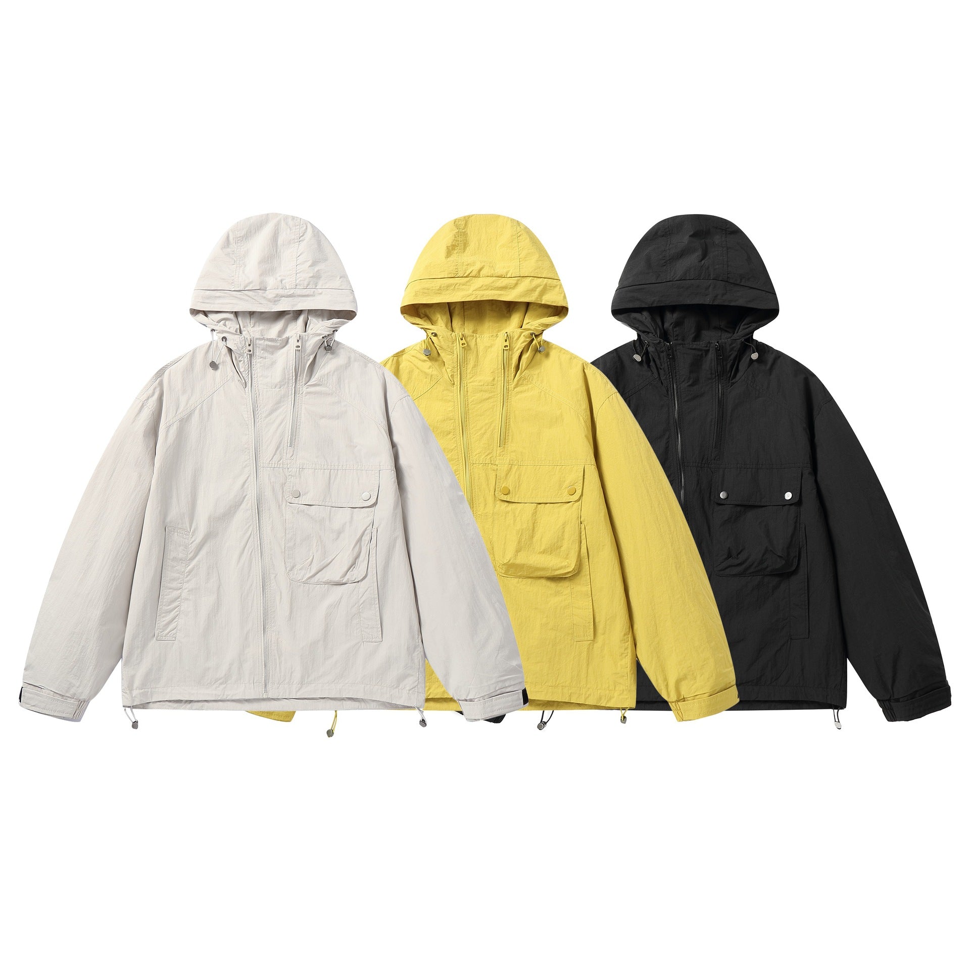 Unisex Lightweight Technical Hoodie in Boxy Cut with Utility Pockets Chichicherry