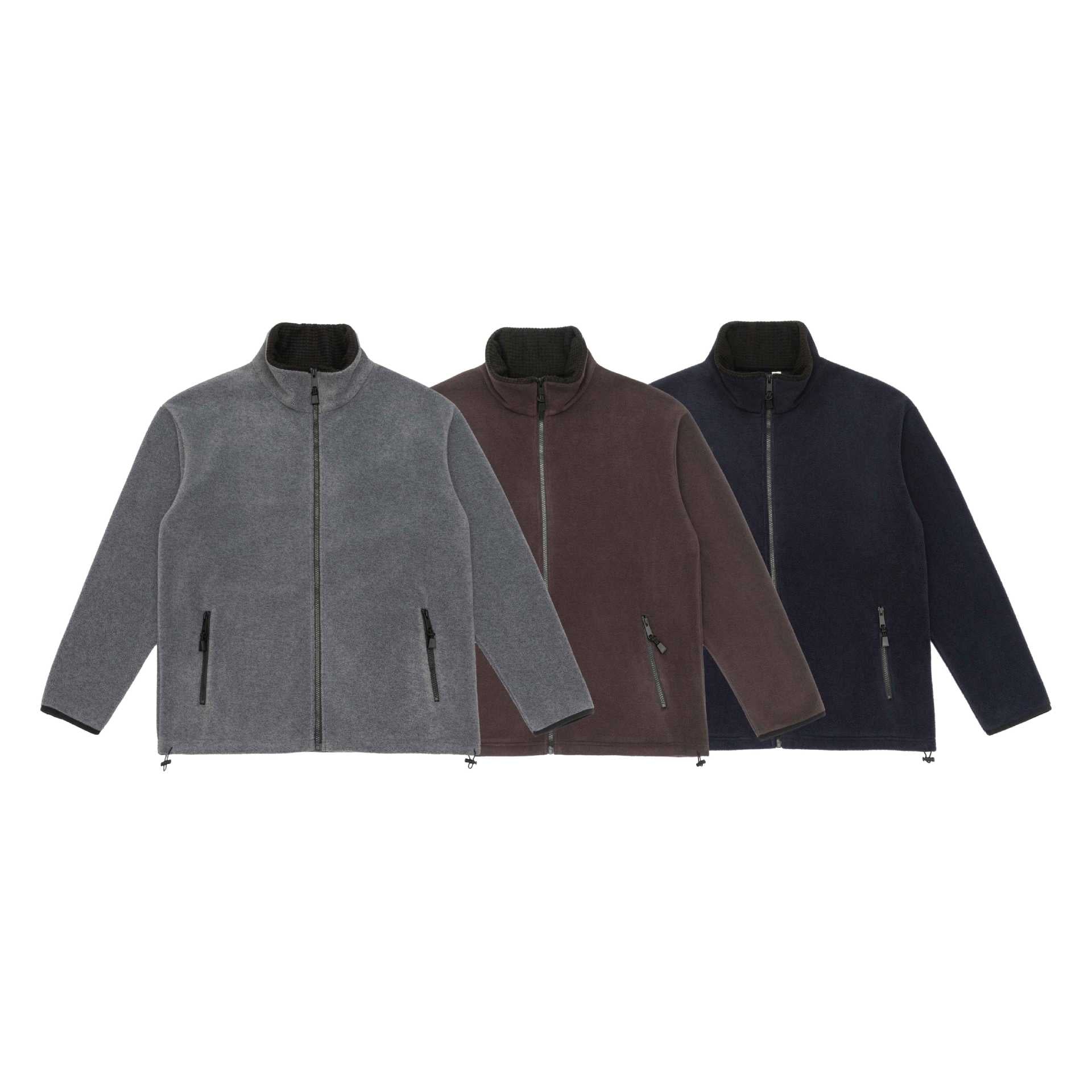 Unisex fleece jacket with stand-up collar, full-length zipper and drawstring hem Chichicherry