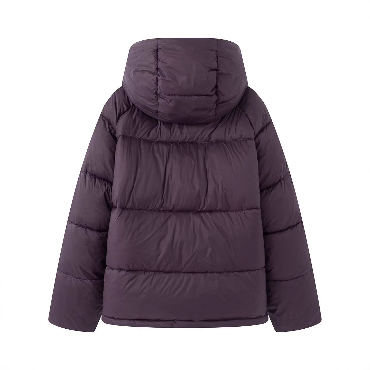 Women's short cut oversized quilted jacket with high collar and hood Chichicherry