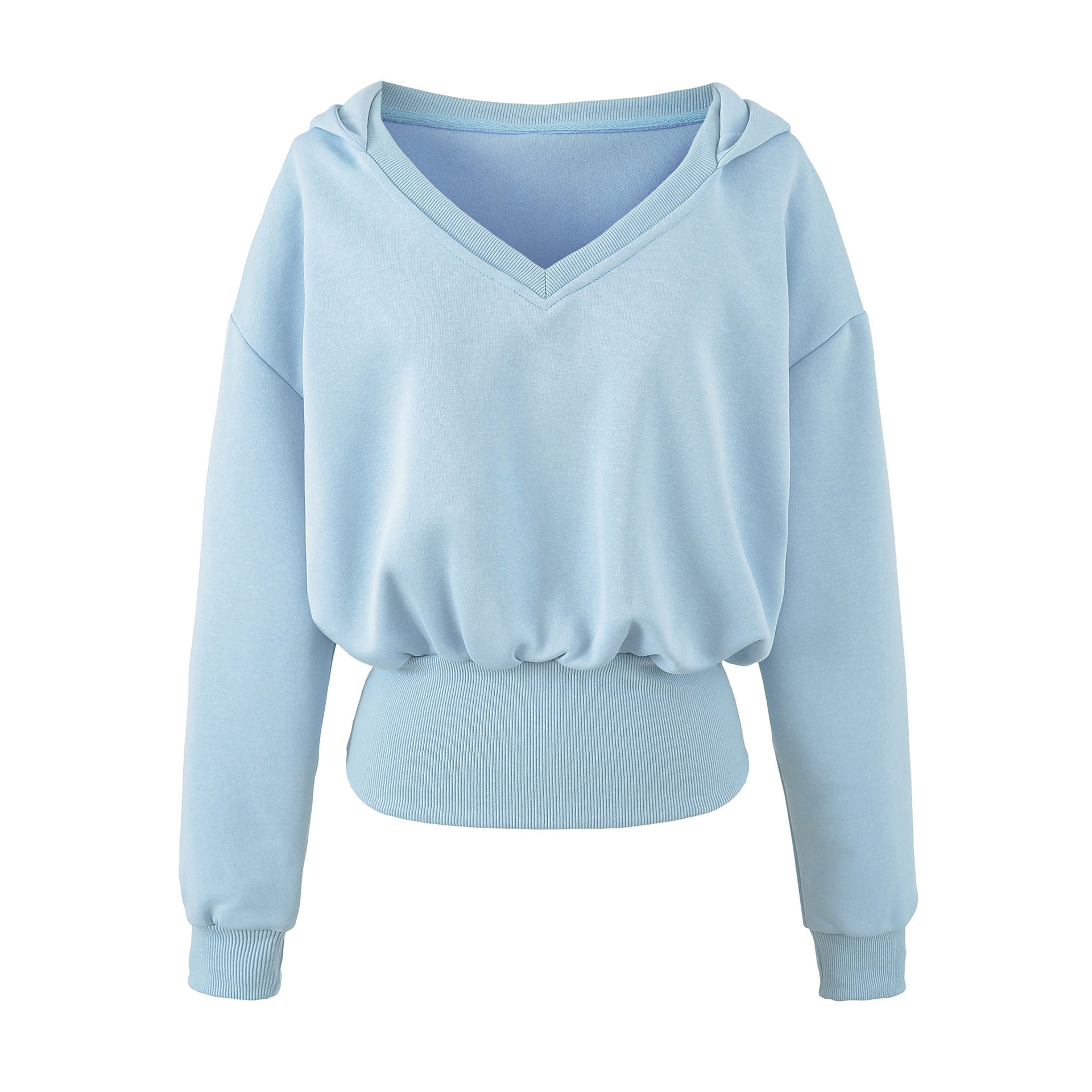 Women's Comfort Lounge Set with Short V Hooded Sweatshirt and High-Cut Wide-Leg Joggers Chichicherry