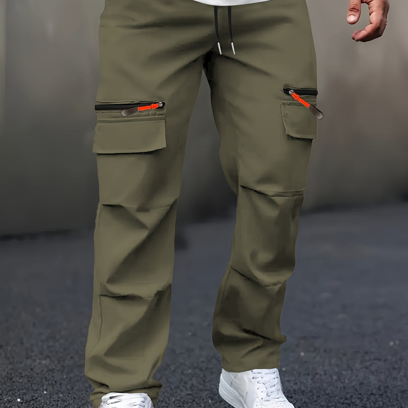 Men's Cargo Jogging Pants with Zipper Utility Pockets Chichicherry