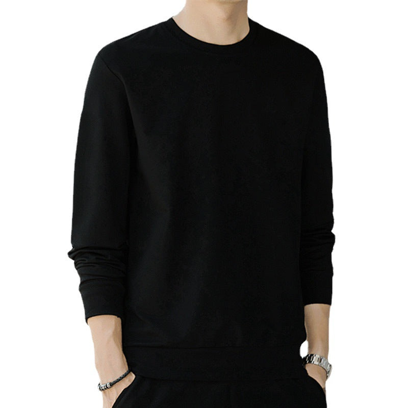 Men's Minimalist Cotton Sweatshirt with Crew Neck and Ribbed Cuffs Chichicherry