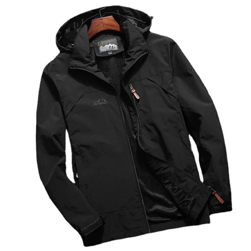 Men's softshell functional jacket with hood, breathable fleece lining and concealed zipper pockets Chichicherry