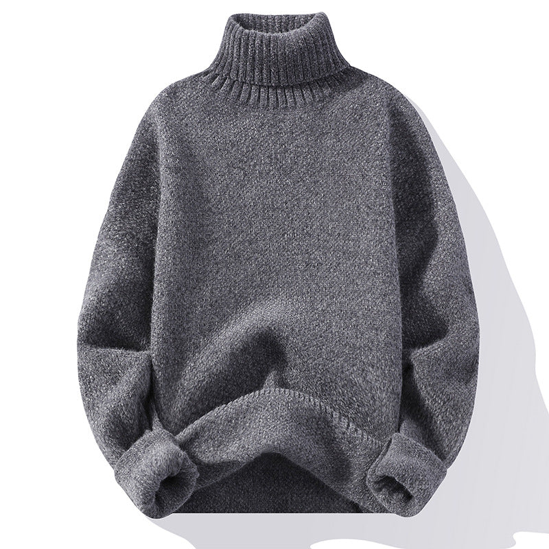 Men's turtleneck sweater made of boucle fine knit with ribbed cuffs Chichicherry