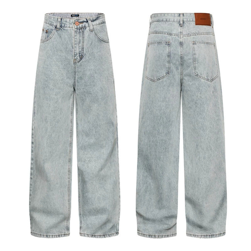 Women's High-Cut Vintage-Washed Baggy Jeans with Wide Palazzo Cut Chichicherry