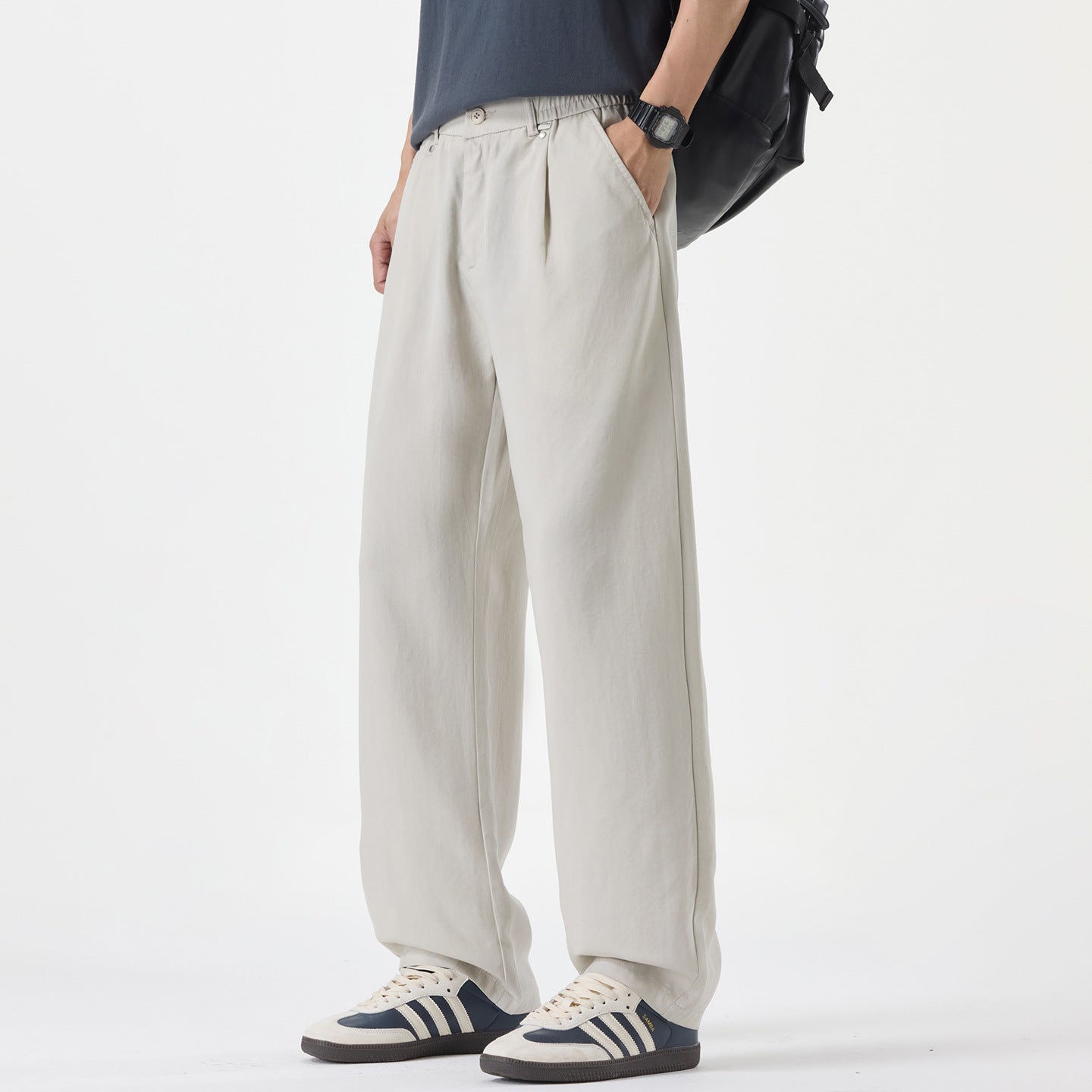 Men's wide pleated trousers in relaxed fit made of cotton twill Chichicherry