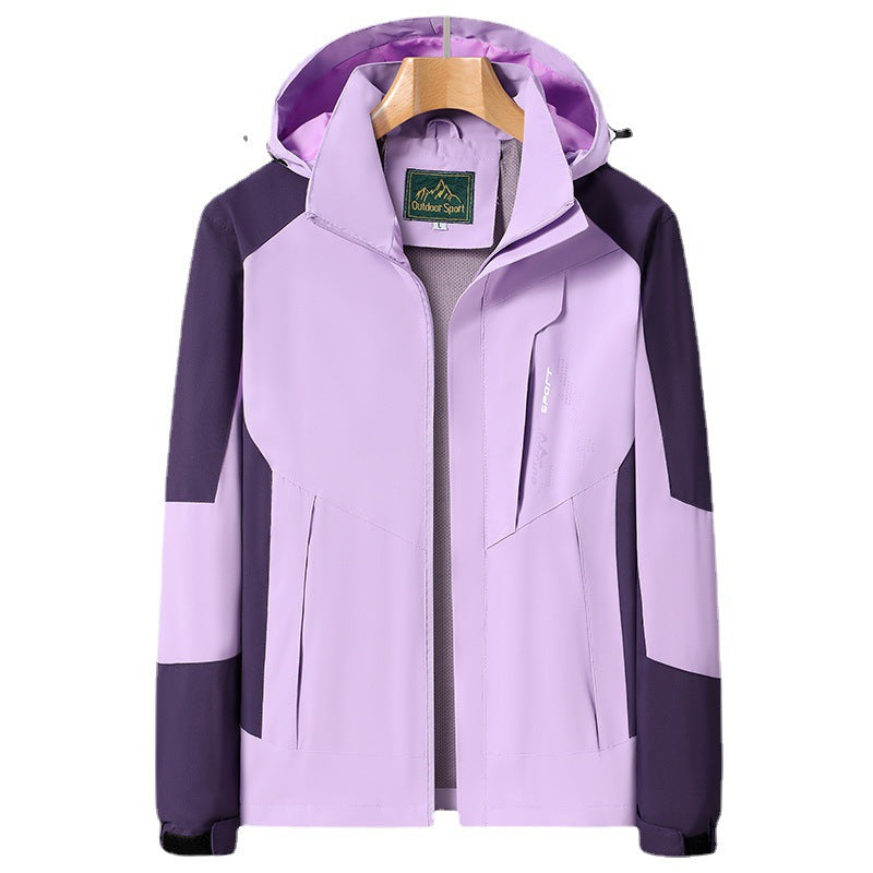 Women Softshell Trekking Jacket with breathable membrane, adjustable hood and colorblock design Chichicherry