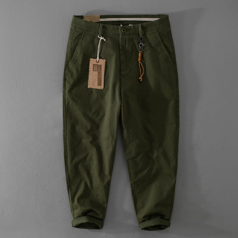 Men's Cotton Twill Chino in Relaxed Tapered Fit with Drawstring Waistband and Patch Pockets Chichicherry