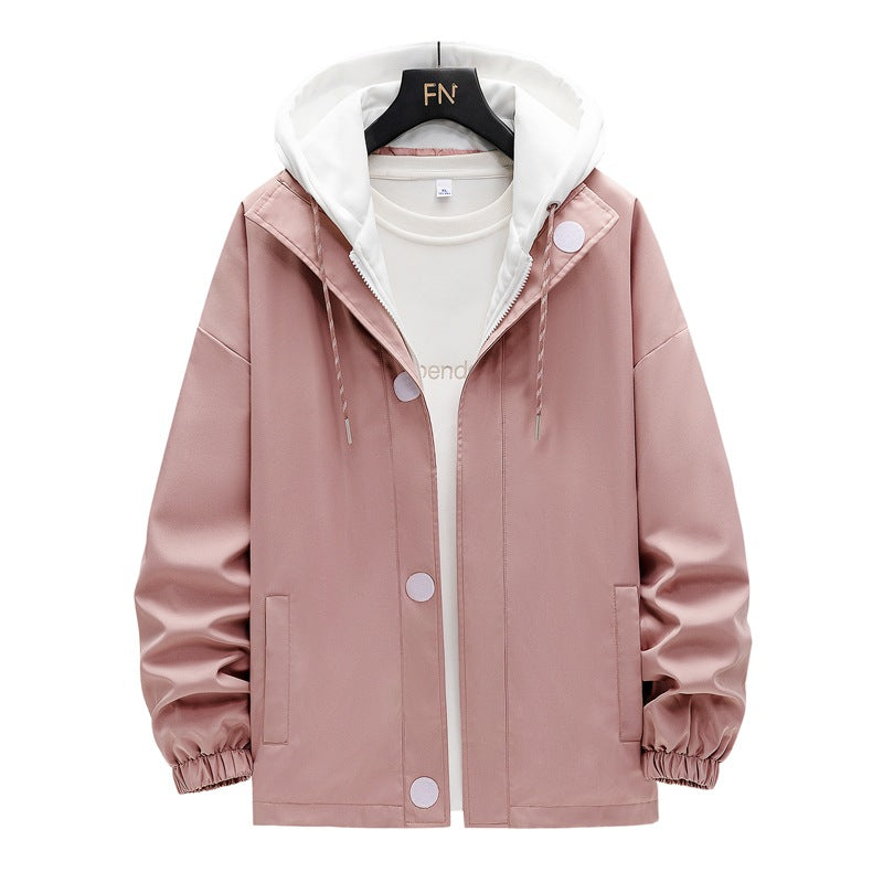 Men's two-layer hooded overlay jacket with contrasting inner hood and elastic cuffs Chichicherry