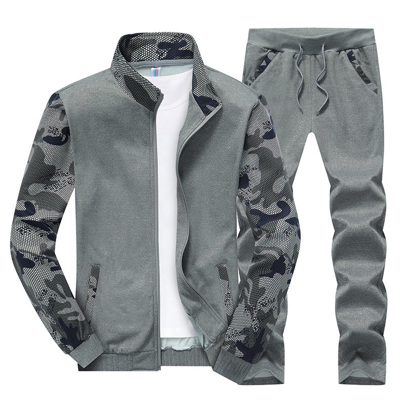Men's Sportive Tracksuit Set made of functional softshell with camouflage sleeves and adjustable jogger pants Chichicherry